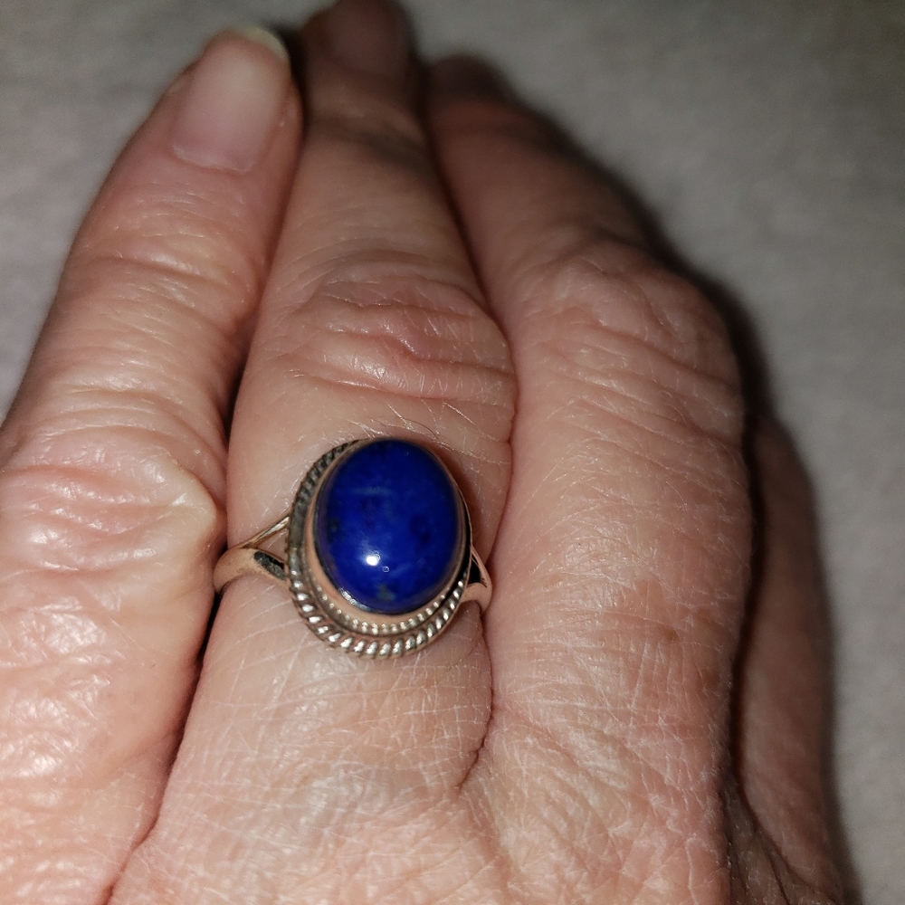 SS blue lapis ring